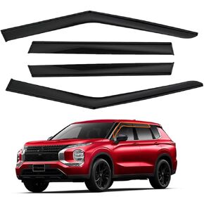 Tape-On Side Window Visors Rain Guards Deflectors FIT 2021-2022 Nissan Rogue S, SV, SL, Platinum – 4-Piece Set, Smoked Black Acrylic, Easy Installation