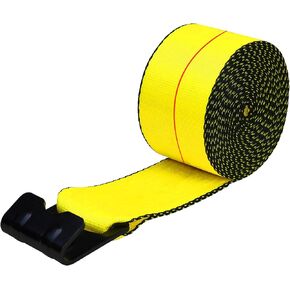 Truck Winch Straps, 4" x30' Heavy Duty Tie Down Strap with Flat Hooks 18,000lbs Break Strength, Cargo Straps for Tow Trucks, Flatbed Trailers, Farms, Rescues, Tree Saver, Car, Yellow(1 Pack)