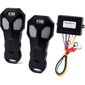 Royitay12v Wireless Winch Remote Control 2 Pack Universal Mini 5 Wire Control Winch مع مجموعة مرسل يدوي مزدوجة للشاحنة والسيارات و ATV و SUV Winch Wireless System (100 قدم)