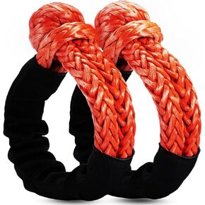 قيود ناعمة 1/2 "× 22 بوصة (57000 رطل) قوة كسر ، حبل استرداد الطرق الاصطناعية لإبحار SUV ATV 4x4 Truck 2 Pack -Safer من Metal Shackle