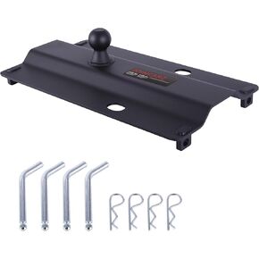 30,000 lbs Gooseneck Ball Plate Fit for 5th Wheel Rails, Gooseneck Adapter Hitch for Pickup Truck Bed Trailer Towing, 2-5/16-Inch Ball, Fits Industry-Standard Rails,Carbide Black Powder Coat