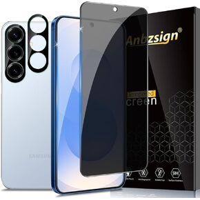 [2+2 حزمة لـ Samsung Galaxy S25 بالإضافة إلى حامي شاشة الخصوصية ، واقي كامل للغطاء وحامي عدسة الكامير