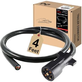7 Way Trailer Cord ، 4ft Dusty 7 Way Trailer Plug Indline Cord Wire Cable Cable Double Prongs Connector 7 Pin Trailer Wiring 4 Feed