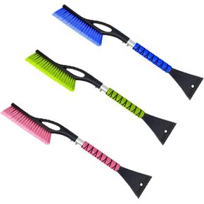 27" Snow Brush and Ice Scrapers for Car Windshield (1 Pack), Window Ice and Snow Scraper with Ergonomic Foam Grip, Snow Windshield Scraper with Aluminum Body, Winter Car Accessories (Green)