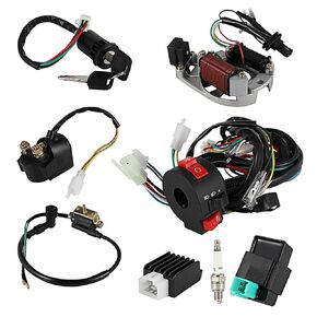 Electric Wiring Harness Relay Stator Coil CDI Solenoid Spark Plug for 49cc 50cc 70cc 80cc 90cc 100cc 110cc 125cc ATV Taotao Coolster 4 Wheeler Quad Go Kart KLX Pit Bike Scooter