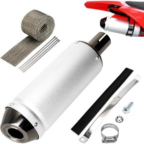 1.1 Inch Motorcycle Slip on Muffler for 125cc 110cc 4 Stroke Pit Dirt Bike CRF50 SSR Tao tao DB10 Coolster Baja, Universal 28mm Exhaust Silencer for ATV Mini Bike Quad 4 Wheeler Go Kart Parts