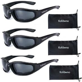 3PCS Motorcycle Riding Glasses UV Protection Anti-Wind Dustproof Foam Padded Motorcycle Sunglasses for Outdoor Sports