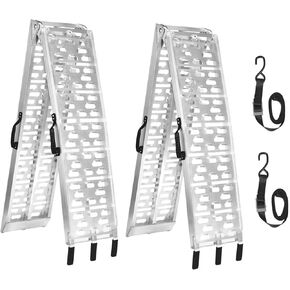 Maxivman Aluminium Motorcycle Ramp مع مقبض - سعة 750 رطلاً ، منحدر قابلة للطي 7.5 قدم مع أحزمة تحميل لشاحنات الالتقاط ، الدراجات الترابية ، الدراجات النارية | 89 "L x 12" W | 1 كمبيوتر