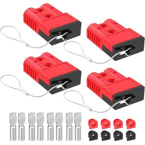 Anderson Connector, 175AMP 2-4 Gauge Battery Quick Connect w/Hard Cover 12V-36V Anderson Plug Winch Wiring Kit for Cable RV Truck Winch (4pcs)-Gray