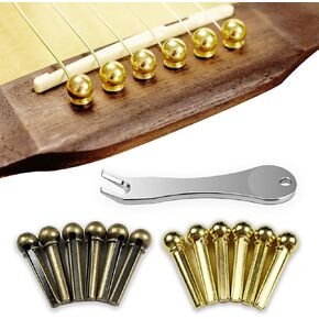 12 Pcs Acoustic Guitar Bridge Pins with Bridge Pin Puller Remover 2 Guitar Picks Guitar Pegs Guitar Parts Accessories Replacement Tools Kits
