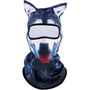 3D Husky Ski Balaclava Face Mask ، Treasable Animal Ski Mask Funny Dog Sun Protections Cover Cover Cover Cover Cover Cycling Cycling Music Festivals Raves Extrid