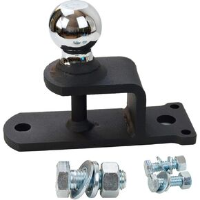 3-in-1 Multi-Purpose ATV/UTV Trailer Hitch with Flat Moungting Plate, Welded 2-Inch Hitch Ball, Includes Bolts Hardware, Fits 5/8-Inch Clevis Pin, Matte Black Powder Coat Finish