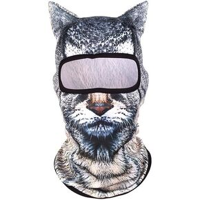 3D CAT SHISTY SKI BALACLAVA Face Mask مع آذان - قناع حيوان مقاوم للرياح للسير في المهرجانات الموسيقية ، التزلج ، تأثيري