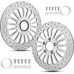 1 Piece Front Rotor and 1 Piece Rear Rotor 11.5'' - Compatible with Harley Rotor Touring Sportster Dyna Early Super Glide Brake and Rotor Kit with Front and Rear Rotor, Stainless Steel Disc Rotors