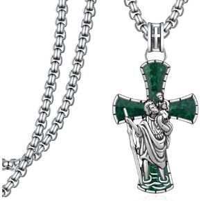 St Michael Necklace for Men 925 Sterling Silver Cross Archangel Michael Necklace Protection Amulet Jewelry Gifts for Men Women Father Husband in Kuwait