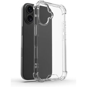 Couverture Case for iPhone 16 Transparent Slim Fit Anti-Scratch Soft TPU PC Non Yellowing Shockproof Pumper Military Contrection (Clear ، iPhone 16)