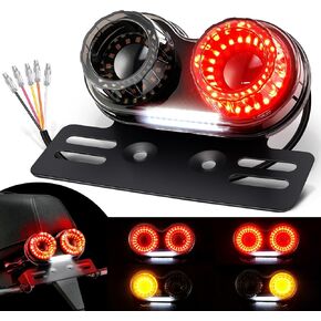 Benlari ترقية ضوء الذيل الدراجات النارية ، وأضواء الفرامل 90leds ، وإشارات الدوران IP67 مقاومة للماء تعمل مع قوس لوحة ترخيص مناسب لدراجة الشارع مروحية بوبر