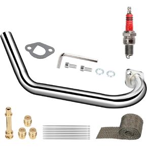 Mini Bike Exhaust Pipe Kit Compatible with Predator 212cc 196cc 224cc Coleman CT200U CT200U-EX BT200X Baja Warrior MB165 MB200 KT196 GX160 GX200 6.5hp Clone Engine Go Kart Parts