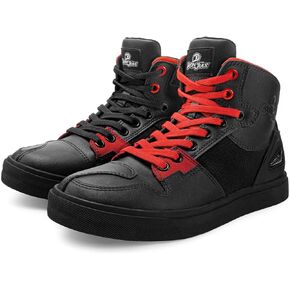 Grapelet Motorcycle Shoes for Men, Anti-Skid Motorcycle Riding Shoes Motocross Protective Boots with Side Zipper, Ankle Support Black,10