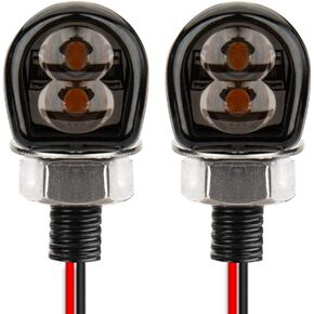 دراجة نارية LED Mini Blinkers إشارات صغيرة الإشارات ضوئية مؤشر خلفي صغير متوافق مع Harley Davidson Honda Triumph Cruiser Choppers Street Bike (Smoke-Amber)