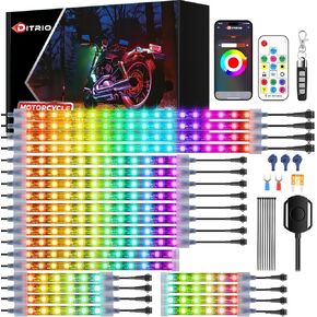 8pcs دراجة نارية LED LED KIT مع إشارة دوران الفرامل ، وأضواء RGB دراجة نارية مع جهاز التحكم عن بعد APP/RF ، والمنطقة المزدوجة ، وتأثيرات بكسلو مقاوم للماء 12V للدراجات النارية ، وعربات الجولف ، و ATV ، و UTVS in Kuwait