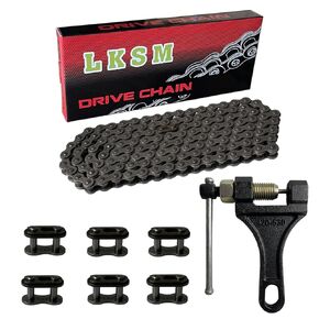 420 Chain 132 Link Motorcycle Standard Roller Chain with Chain Breaker 6 Connecting Master Link for 100cc 110cc 125cc Mini ATV Quad Go Kart Scooter