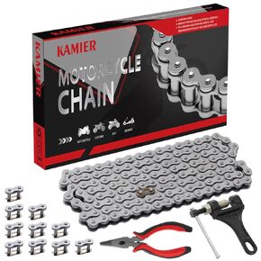 KAMIER 420 DRIVE سلسلة 132 روابط مع أداة كسر السلسلة لـ 70CC 90CC 110CC 125CC TAOTAO COOLSTER APOLLO ROKETA KAZUMA SSR الصينية 4 Wheeler ATV Quad Pit Bike Go Kart Mini Bike أجزاء ثقيلة الخدمة الثقيلة