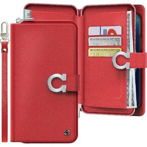 Just4you Galaxy S9 Plus Zipper Wallet Case with Strap Card Holder Premium PU Leather Flip Cover Cover Case (Brown) CS_FC_ZW_GS9P_BN