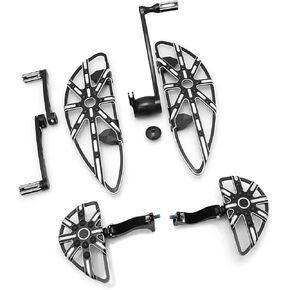 For Harley Davidson touring floorboards Black Gauge rider and passenger footboards street glide FLHX CVO Road Glide Custom FLTRXSE Shift Brake levers 2014-2024(14 UP touring comb sets)
