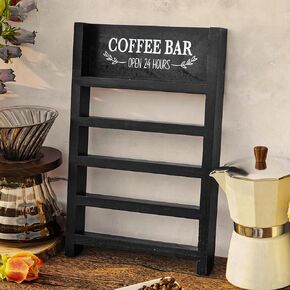 Perfnique K Cup Holder ، Harmhouse Pod Holder ، Wooden Coffee Pod Ladder for Counter ، منظم تخزين Kcup ريفي للمنزل المطبخ المقهى ديكور الطاولة