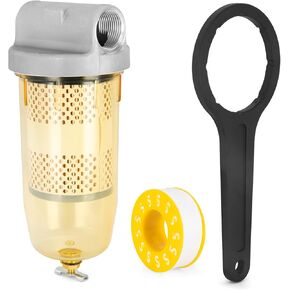 496 Fuel Tank Filter Assembly, Diesel Tank Water Separator with 1" Npt Top Cap, Wrench Replacement Transfer Tank Filter for Gasoline Diesel 30 Micron Max 25 Gpm 150 Psi - Replaces# B10-Al