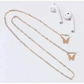 CZ Butterfly Anti Lost Earring Strap Necklace for Airpods Ear Clip for Airpods Wireless Earphone Holder for AirPods Anti Lost Ear Clip Strap Compatible with Airpods(CZ Butterfly Style)