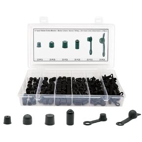 6 Types Rubber Brake Bleeder Cap Brake Caliper Cap Grease Fitting Cap Zerk Dust Cover Assortment (150pcs)