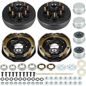 Youxmoto 8 on 6.5 Trailer Hub Drum Kit 12 x 2 inch, 8 Hole, 6.5" Bolt Circle, Trailer Electric Brake Drum Assembly for 7,000 lbs. Axle