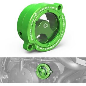 Clear Oil Filter Cap Compatible with Kawasaki KLR650 1987-2024, Anodization, 6061-T6 Billet Aluminum, CNC-machined, Green