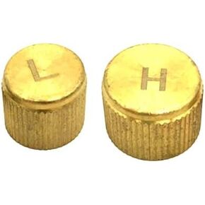 AC System Charging Port Caps for Asian Cars, L and H Marked, R134a Systems only, Set of 2, Brass