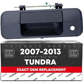 Tailgate Handle Assembly Replacement, Upgraded Metal - Compatible with 2007-2013 Toyota Tundra - Liftgate Latch Handle, Textured Black No Camera Hole - OEM 69090-0C040, 81213, TO1915113