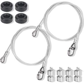 Upgraded 2Pcs Vinyl Coated Stainless Steel Lift Cable, 4PCS Trailer Gate Lift Assist Rollers, Compatible with Gorilla Lift 2 Sided Tailgate Tift Assist Replace and 4Pcs 2.5" Trailer Ramp Door Bumper