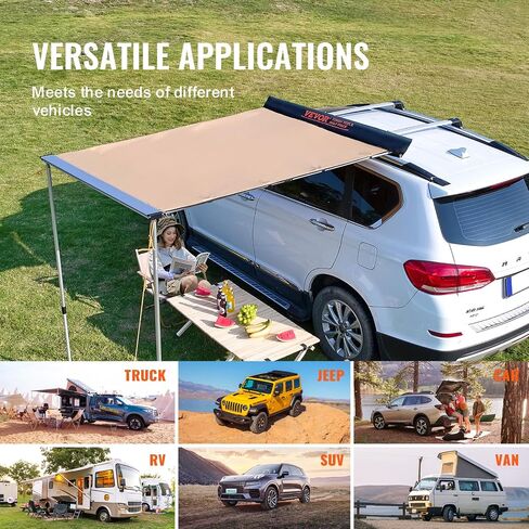 VEVOR Versatility Camping Tent - Moonshade Awning Auto Canopy with UV50+ Protection & PU3000mm Water Resistance, Ideal for Truck Bed, SUV, RV, Van, and Trailer Overlanding Gear, Tear-Resistant in Saudi Arabia