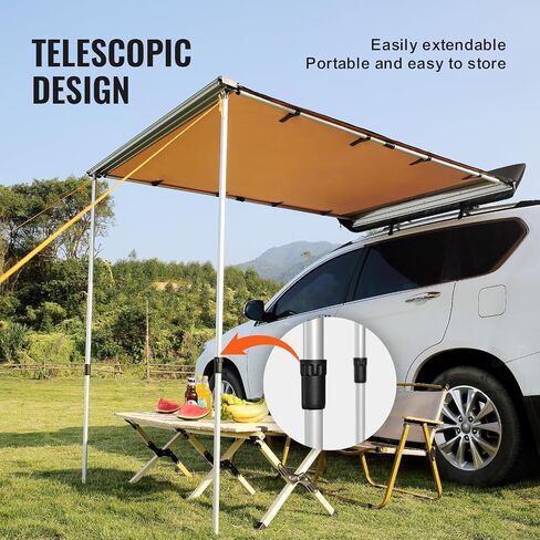 VEVOR Versatility Camping Tent - Moonshade Awning Auto Canopy with UV50+ Protection & PU3000mm Water Resistance, Ideal for Truck Bed, SUV, RV, Van, and Trailer Overlanding Gear, Tear-Resistant in Saudi Arabia