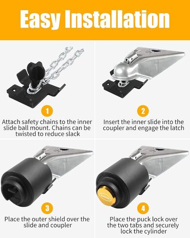 Trailer Lock Fits 2 Inch Couplers, Secures Safety Chains Anti-Theft Ball Hitch Lock, Pry-Resistant & Heavy-Duty Trailer Hitch Locks for RV | Boat | ATV | Utility Trailer (Blue) in Kuwait