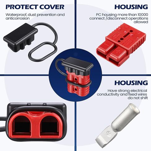 Frienda 6 Pieces 2-4 Gauge 175A Battery Quick Connector 12-36V Disconnect Wire Harness Plug Kit Battery Quick Connector Disconnect Plug for Motor Winch Trailer(175A) in Kuwait