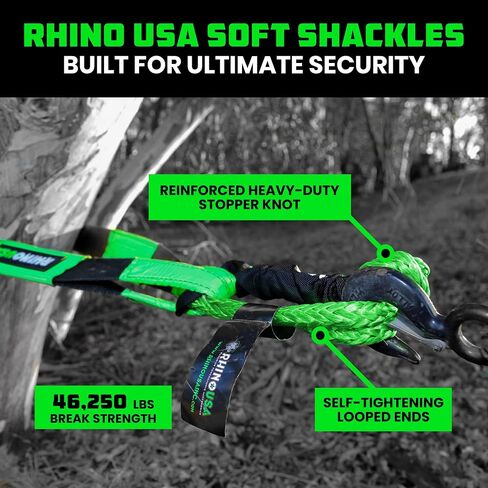 Rhino USA Synthetic Soft Shackle Rope (2-Pack) - 1/2 Inch x 22 Inch (44,050lb Min Break Strength) Offroad Soft Shackle Recovery Kit for Truck, UTV, ATV - Compatible with Jeep, Toyota, Ford & More! in Saudi Arabia