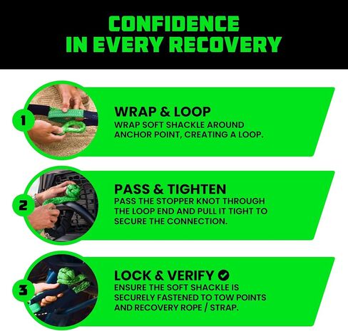 Rhino USA Synthetic Soft Shackle Rope (2-Pack) - 1/2 Inch x 22 Inch (44,050lb Min Break Strength) Offroad Soft Shackle Recovery Kit for Truck, UTV, ATV - Compatible with Jeep, Toyota, Ford & More! in Saudi Arabia