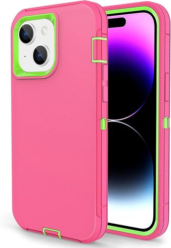 Compatible with iPhone 15, iPhone 14 Phone Case, Dual Layer Shockproof Full Body Cover iPhone 13, Military Grade Drop Protection Heavy Duty Phone Case for Women & Men (Black) in Kuwait