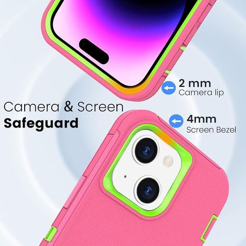 Compatible with iPhone 15, iPhone 14 Phone Case, Dual Layer Shockproof Full Body Cover iPhone 13, Military Grade Drop Protection Heavy Duty Phone Case for Women & Men (Black) in Kuwait