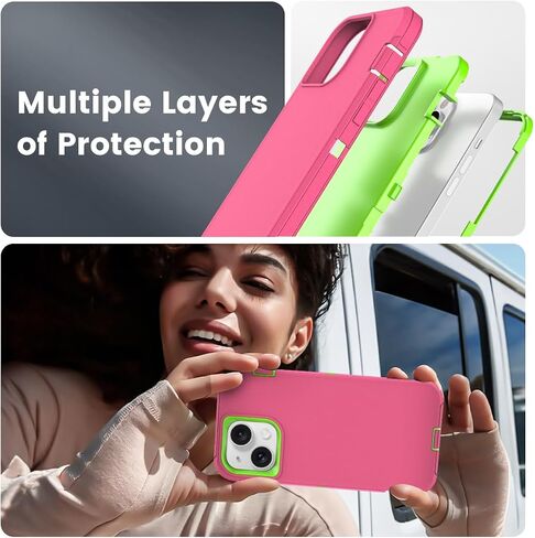 Compatible with iPhone 15, iPhone 14 Phone Case, Dual Layer Shockproof Full Body Cover iPhone 13, Military Grade Drop Protection Heavy Duty Phone Case for Women & Men (Black) in Kuwait