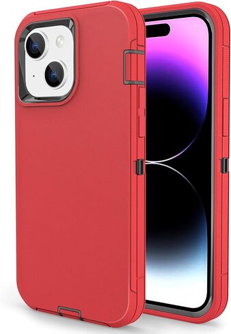 Compatible with iPhone 15, iPhone 14 Phone Case, Dual Layer Shockproof Full Body Cover iPhone 13, Military Grade Drop Protection Heavy Duty Phone Case for Women & Men (Black) in Kuwait