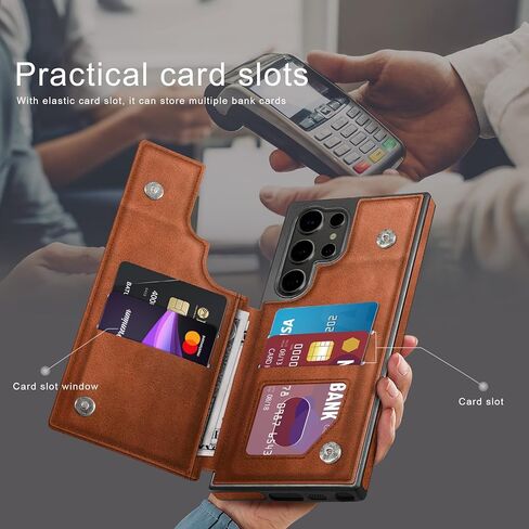 تم تصميمه لمحفظة Samsung Galaxy S23 Ultra Case مع حامل البطاقة ، [غطاء الورقة المغناطيسية] in Kuwait