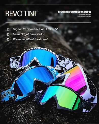 BATFOX Dirt Bike ATV Goggles Motorcycle Gear Riding Motocross Dirtbike 4-Wheeler MX DH Accessories Goggles Glasses for Men Women Youth UV400 Protection Dust-proof Anti-Slip Strap in Saudi Arabia